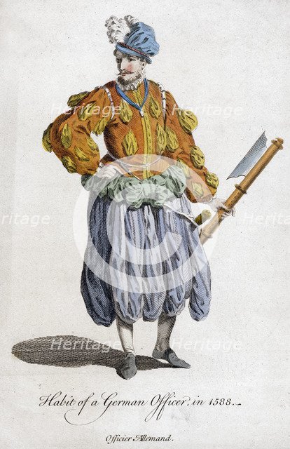 Habit of a German officer in 1588 (18th century). Artist: Unknown