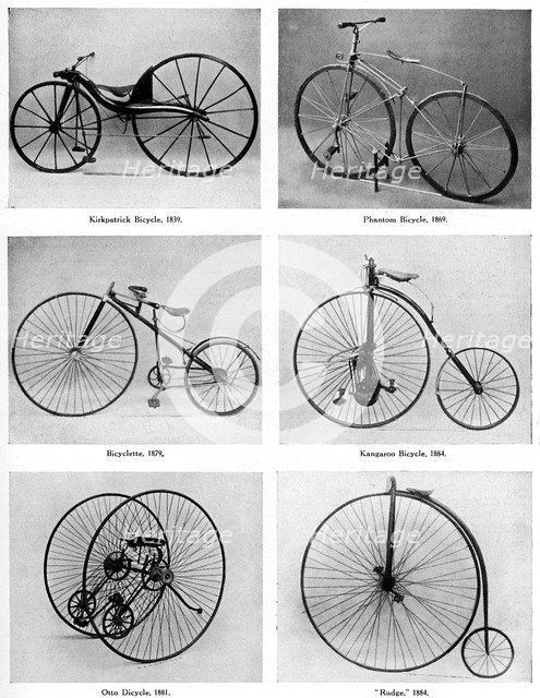 The evolution of the bicycle, 19th century, (c1920). Artist: Unknown