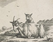 Goats: Plate 6: Nanny goat and kid, Mid 17th century. Creator: Marcus de Bye.
