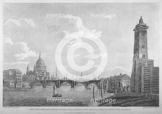 View of Blackfriars Bridge and St Paul's Cathedral, London, 1803. Artist: Daniel Turner