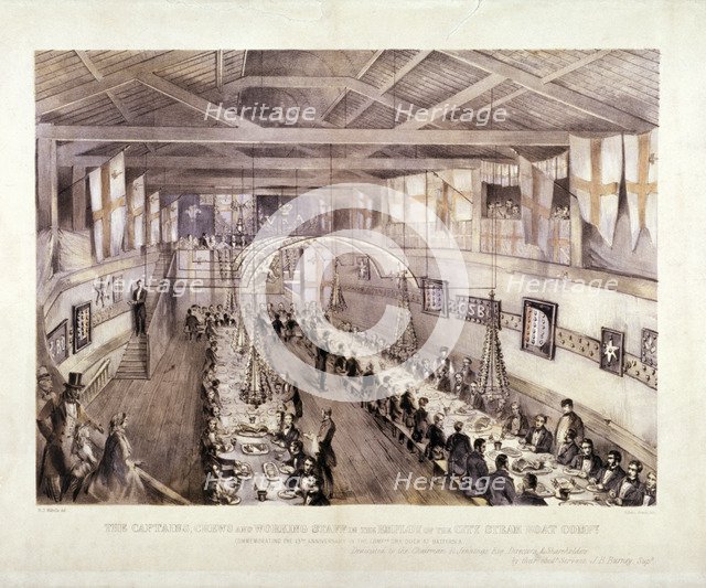 Celebration of the 13th anniversary of the City Steam Boat Company, Battersea, London, c1859.  Artist: Edwin Jewitt