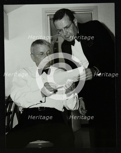 Frank Sinatra and Frank Sinatra Jr backstage at the Royal Albert Hall, London, 28 May 1992. Artist: Denis Williams