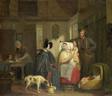 Visit to a New Mother, 1835. Creator: Moritz Calisch.