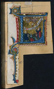 Three Cuttings from a Missal: Initial L with the Annunciation to the Shepherds, c. 1470-1500. Creator: Unknown.