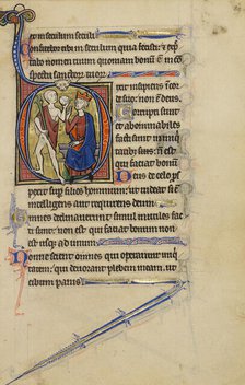 Initial D: David and the Fool; Wenceslaus Psalter, about 1250-1260. Creator: Unknown.