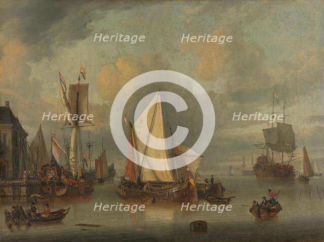 A Calm (Ships in the Harbor by Calm Weather), 1675-1719. Creator: Jan Claesz Rietschoof.