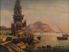 Triumphal chariot of Saint Rosalia at the Feast of 1835, 1835. Creator: Lochi, Enrico (active ca 1835).