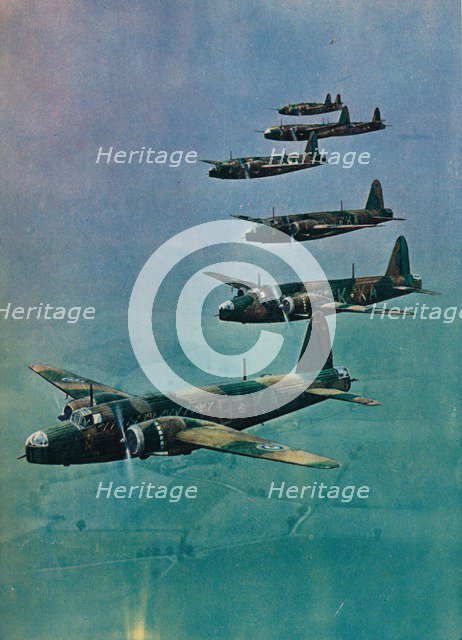 Wellington Bombers in Formation, 1940. Artist: Unknown