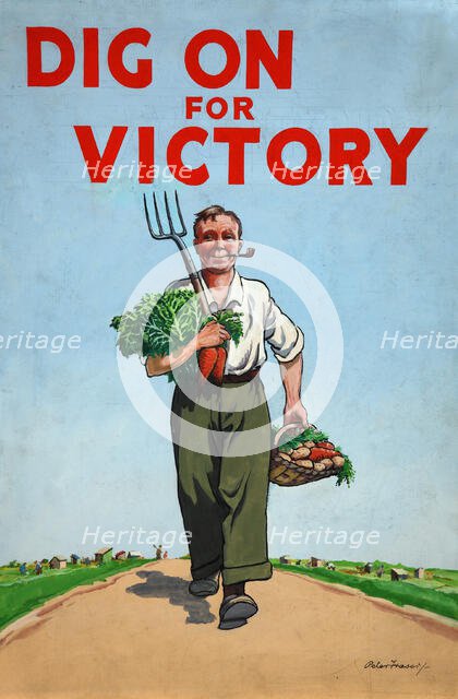 'Dig on for Victory', World War II poster, c1939-c1945. Creator: Peter Fraser.