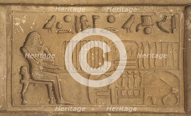 Deceased ofering food to the gods, Necropolis of Saqqara, Egypt, 2003. Creator: Unknown.