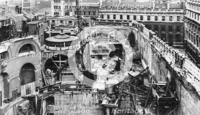 Bank, as seen from the roof of the Royal Exchange, London, 1926-1927.Artist: Joel