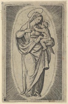 The Virgin holding the Christ Child, ca. 1500-1527. Creator: Marcantonio Raimondi.