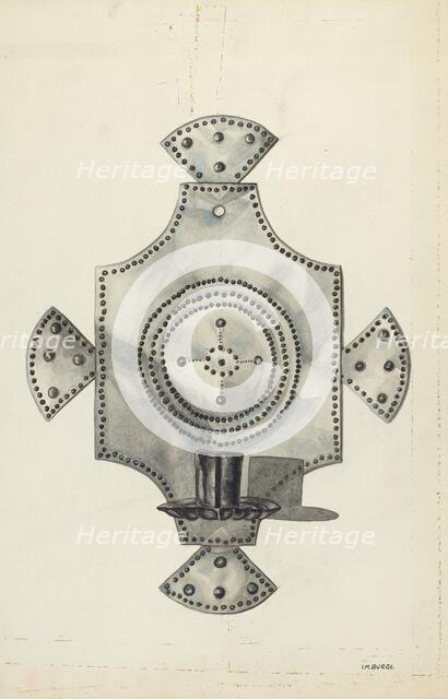 Cut Tin Candle Holder, 1936. Creator: Irene M. Burge.