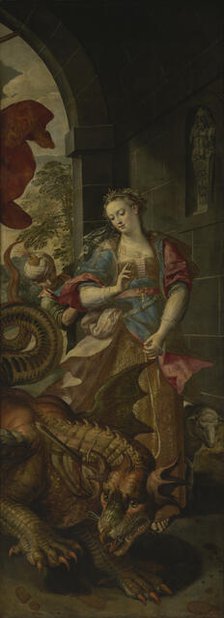 Saint George and the Princess of Silene Return to the City with the Vanquished Dragon, 1590. Creator: Martin de Vos.