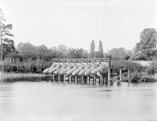 Eel traps on the River Thames, Bray, Berkshire, 1885. Artist: Henry Taunt.