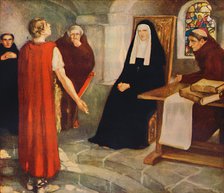 'Caedmon before Saint Hilda', 1912. Artist: Unknown.
