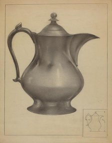 Pewter Water Pitcher, 1936. Creator: Arsen Maralian.