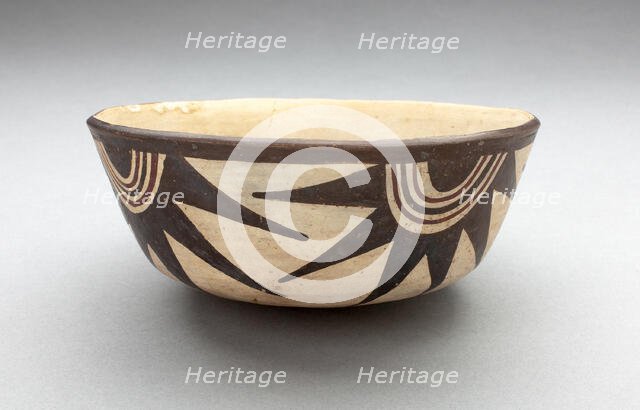 Bowl with Half-Circle with Projections Motifs Descending from Rim, 180 B.C./A.D. 500. Creator: Unknown.