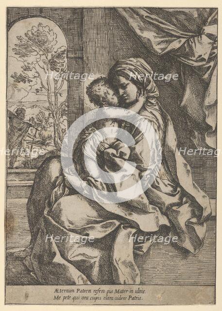 The Virgin seated with the Christ Child on her lap embracing her, Joseph seen thr..., ca. 1600-1613. Creator: Guido Reni.