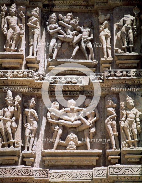 Erotic scenes from the exterior decoration of the Kandariya Mahadeo Temple.