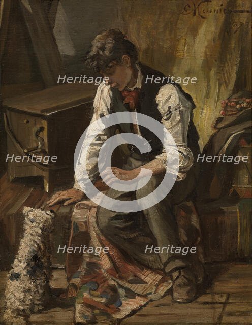 Organ Grinder, 1873. Creator: Constantin Emile Meunier.