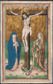 Crucifixion with the Virgin Mary and Saint John (recto); Saint Sebald with the Donors..., c1485-90. Creator: Unknown.