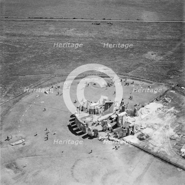 Restoration work at Stonehenge, Wiltshire, July 1958.  Artist: Aerofilms.