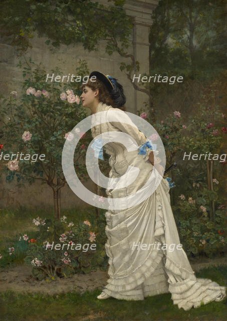 Woman And Roses, 1879. Creator: Auguste Toulmouche.