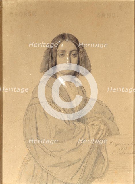 Portrait of George Sand, 1837. Creator: Calamatta, Luigi (1802-1869).