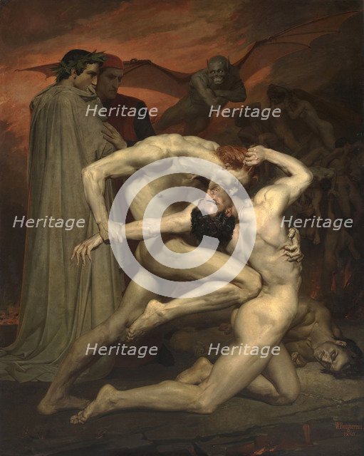 Dante and Virgil in Hell. Artist: Bouguereau, William-Adolphe (1825-1905)