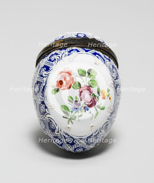 Egg-Shaped Box, England, c. 1755. Creator: Staffordshire Potteries.