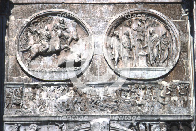 Arch of constantine Horizontal Band showing , Battle of Milvian Bridge, 313-315. Artist: Unknown.