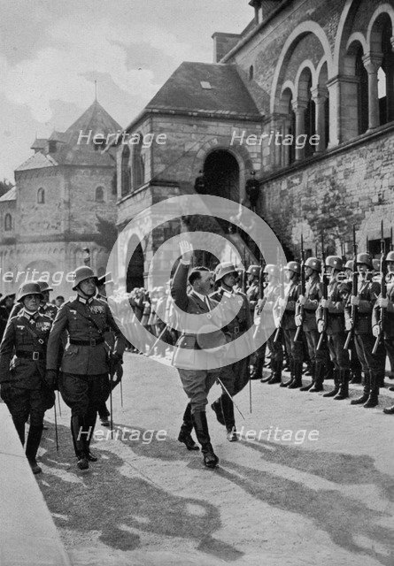 Adolf Hitler outside the Goslar Imperial Palace, Lower Saxony, Germany, 1934. Artist: Unknown