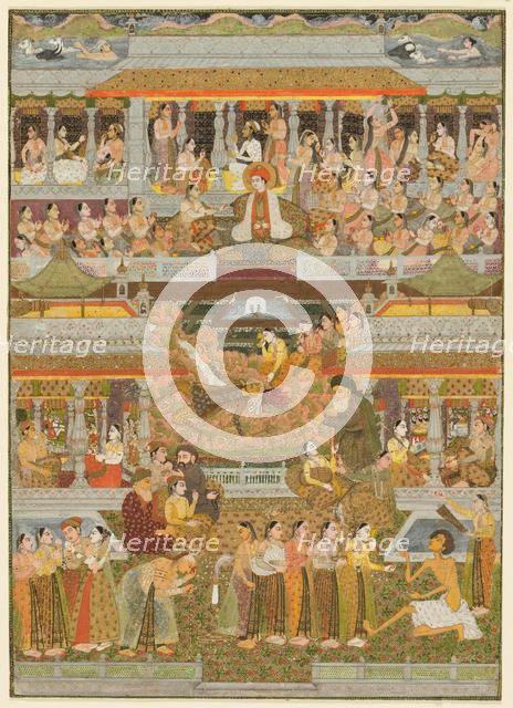 Lovers and beloveds: A composite of scenes from Persian, Urdu, and Sanskrit literature, c. 1735. Creator: Chitarman II (Indian, c. 1680-?. 1750).