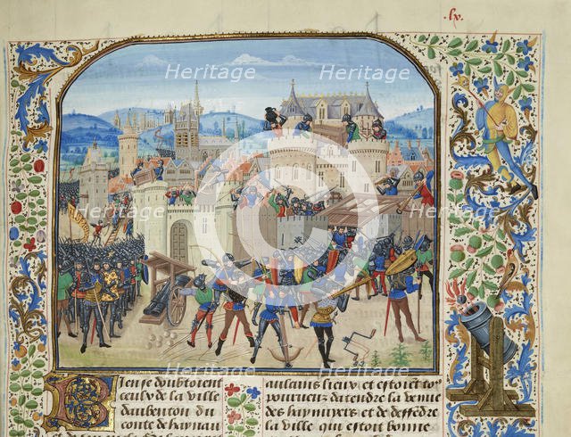 William II, Count of Hainaut Takes and destroys Aubenton, 1340, ca 1470-1475. Creator: Liédet, Loyset (1420-1479).