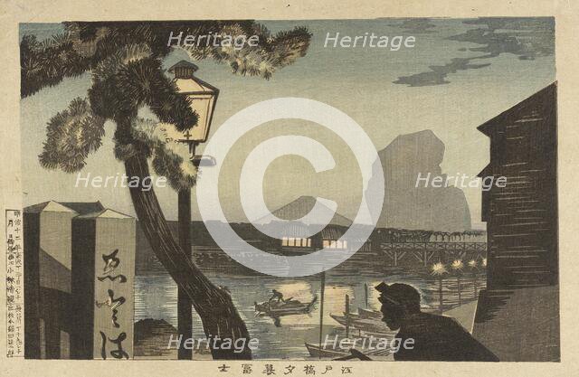 Mt. Fuji at Dusk from Edo Bridge, 1879. Creator: Kobayashi Kiyochika.