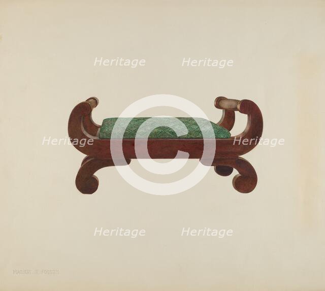 Foot Stool - Mahogany with Horse Hair Covering, c. 1939. Creator: Magnus S. Fossum.