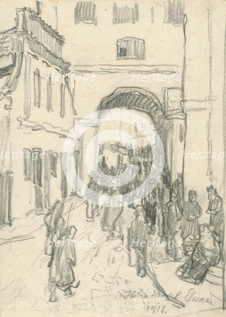 Street traffic, 1918. Creator: Elemír Halász-Hradil.