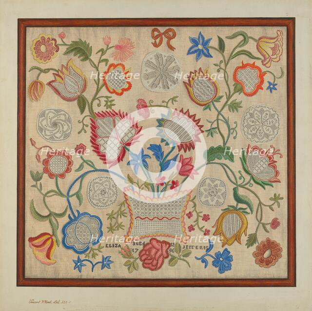 Embroidered Sampler, c. 1937. Creator: Vincent P. Rosel.