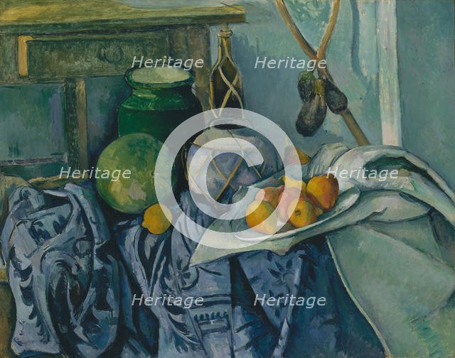 Still Life with a Ginger Jar and Eggplants, 1893-94. Creator: Paul Cezanne.