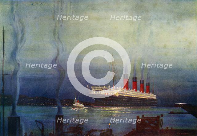 'The "Mauretania" at Cherbourg', c1930. Creator: Unknown.