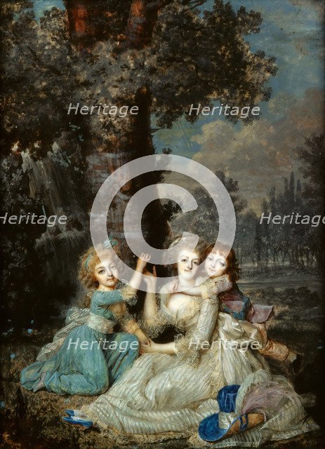 Portrait of Queen Marie Antoinette of France (1755-1793) with children, 1790.
