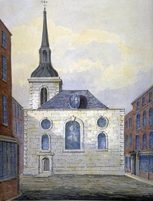 Church of St Mary Abchurch, City of London, c1815. Artist: William Pearson