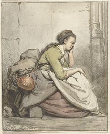 Seated woman with a copper kettle, 1763-1826. Creator: Abraham van Strij.