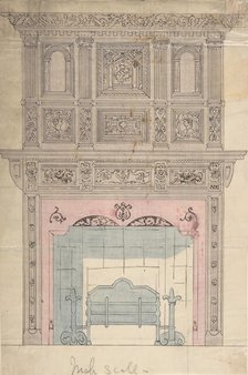 Design for Fireplace and Grate, 19th century. Creator: Anon.