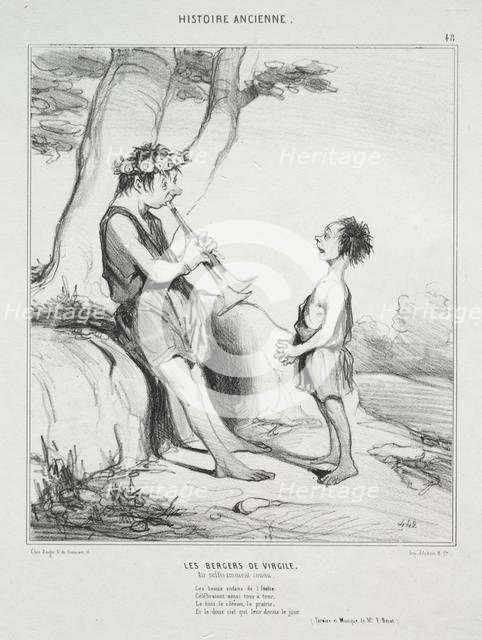 Ancient History, plate 48: The Shepherds of Virgil, 31 December 1842. Creator: Honoré Daumier (French, 1808-1879); Aubert.