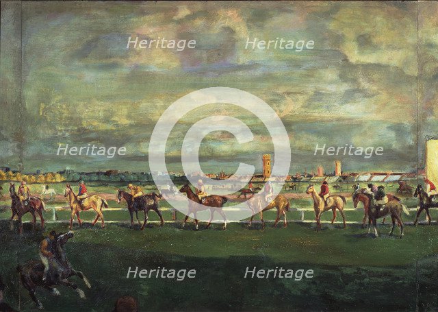 Horseracing, 1911. Artist: Yakulov, Georgi Bogdanovich (1884-1928)