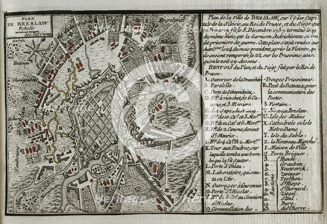 Seven Years War (1756-1763): Map of Breslau and the siege to which it was subjected, 1765. Creator: Jean de Beaurain.