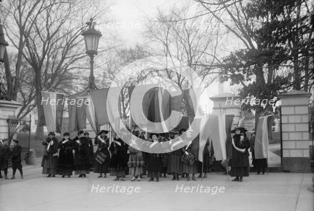 Woman Suffrage - Baltimore Pickets at White House, 1917. Creator: Harris & Ewing.