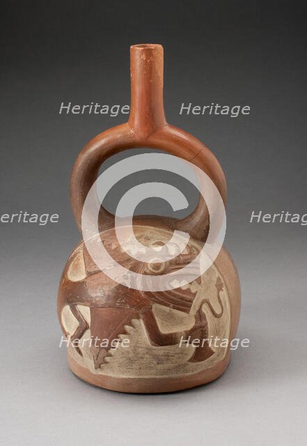 Stirrup Spout Vessel Incised with Anthropomorphic Fish, 100 B.C./A.D. 500. Creator: Unknown.